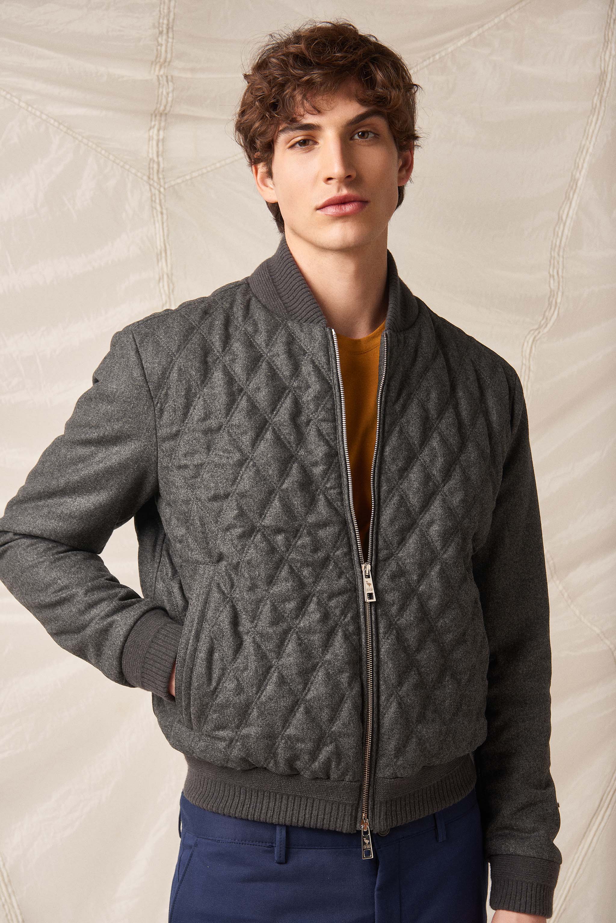 Mens Quilted Flannel Bomber